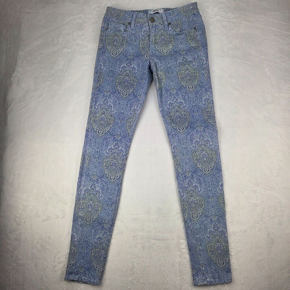 Paige Jeans Womens 27 Blue Paisley Denim Stretch Verdugo Ultra Skinny